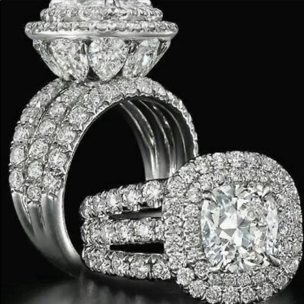 NEW ENGAGEMENT 925 STERLING SILVER DIAMOND RING, BEAUTIFUL RING, SHINY RING - Picture 6 of 7